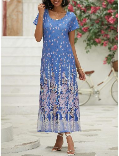Women's Summer Floral Print Long Maxi Dress Causal Dress