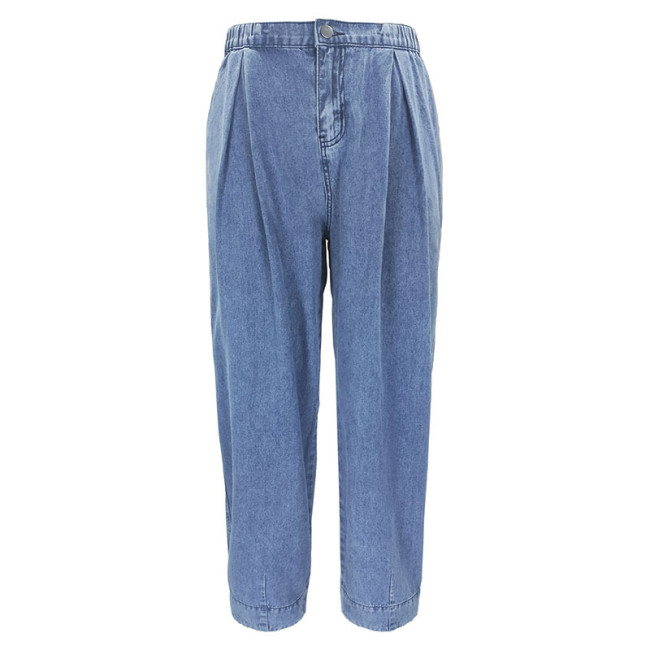 Women's 2024 Vintage Denim Jeans Elastic Waist Harlan Pants