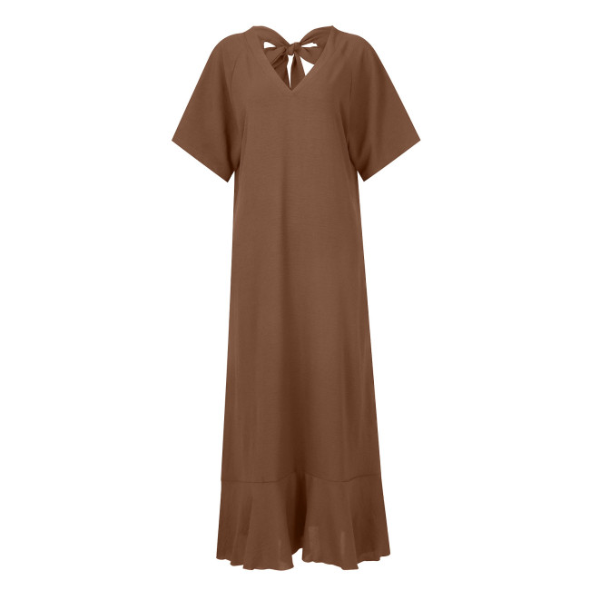 Women's 2024 Solid A Linen Cotton Linen Maxi Dress