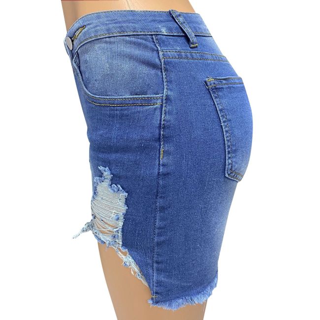 Women's 2024 Denim Irregular Shorts High Waist Distressed Denim Short Jeans