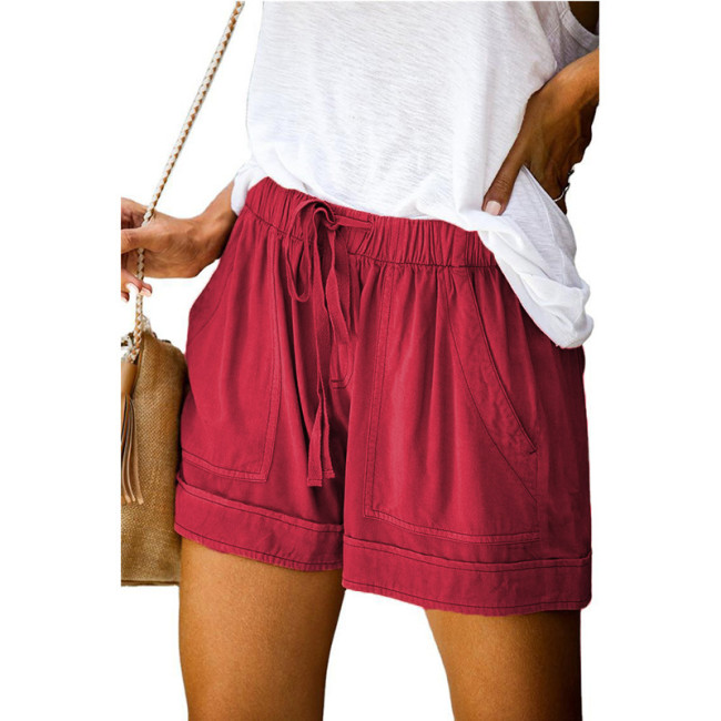 Women's 2024 Solid Casual Short Pant 15Colors Elastic Waist Pant