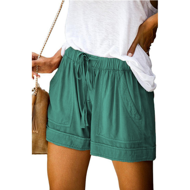 Women's 2024 Solid Casual Short Pant 15Colors Elastic Waist Pant