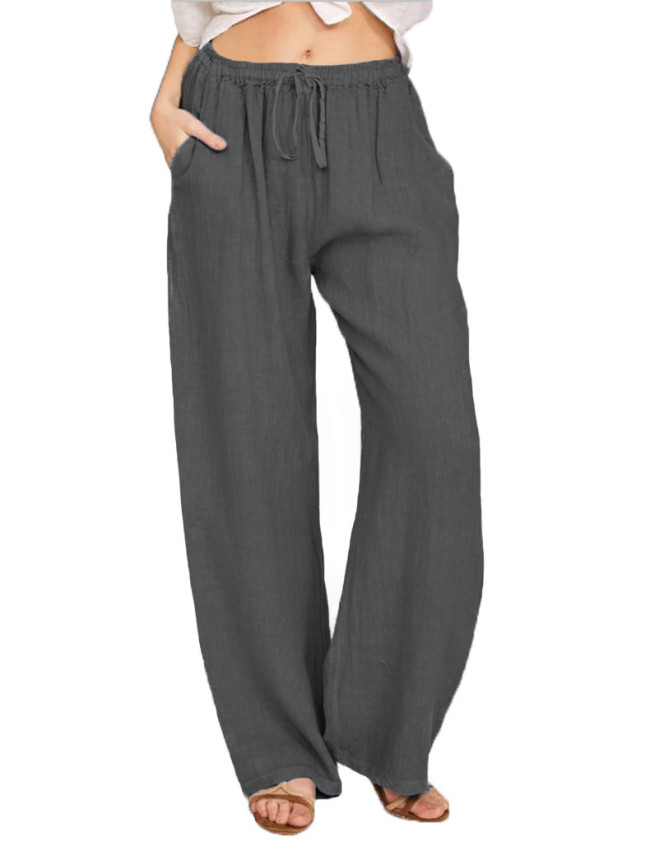 Women's 2024 Solid Cotton Linen Casual Straight Pant 11Colors
