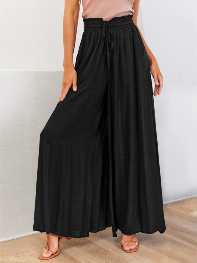 Women's 2024 Solid Wide Leg Long Casual Pant