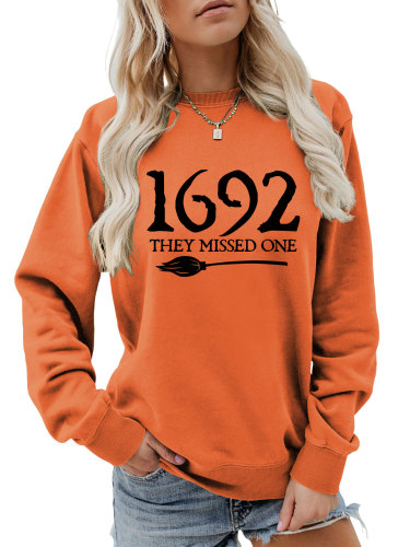 Womens Crewneck Sweatshirt 1692 they missed one Halloween Print Holiday Sweatshirt