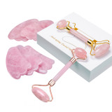 High Quality Facial Massage Guasha Massager Tool Pink Rose Quartz Jade Roller And Jade Guasha Stone