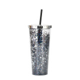 Eco-friendly Creative Reusable Plastic Adult Milkshake Cold Drink Juice Cup Double Layer Sippy Sequin Cup