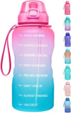 3800ml BPA Free Gradient Color Gym Motivational Water Bottle for Girl with Paracord Handle & Removable Straw