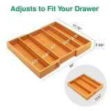 Wholesale Extended Bedside Table Desktop Sundries Storage Tray Kitchen Adjustable Cutlery Dinnerware  Bamboo Drawer Organizer