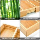 Wholesale Extended Bedside Table Desktop Sundries Storage Tray Kitchen Adjustable Cutlery Dinnerware  Bamboo Drawer Organizer