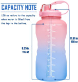 3800ml BPA Free Gradient Color Gym Motivational Water Bottle for Girl with Paracord Handle & Removable Straw