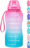 3800ml BPA Free Gradient Color Gym Motivational Water Bottle for Girl with Paracord Handle & Removable Straw