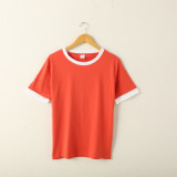 Hot 100% Cotton Wholesale Women'S Plain T-Shirts In Stock Customized T-Shirts With Yellow collar T-shirt