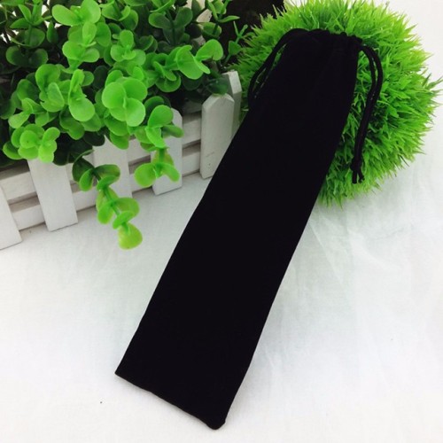 Custom Long pattern decorations black gift velvet drawstring bag promotional