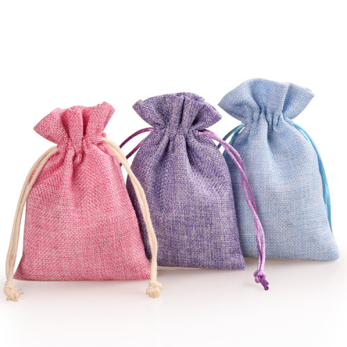Various colors personalized small jute promotional drawstring bag