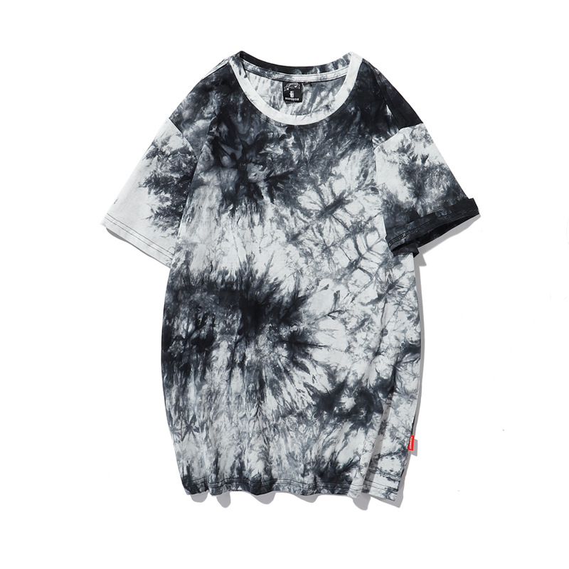 Customize women\'s Cotton Tie Dye T-shirt Plain Oversized Black T-Shirts  with 280gsm for Girl