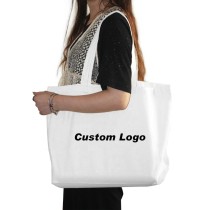 Promotional Eco Friendly Large Custom Blank Canvas Grocery Shopping Tote Bag With Logo Print