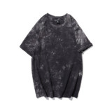 Customize women's Cotton  Tie Dye T-shirt  Plain Oversized Black  T-Shirts with 280gsm for Girl