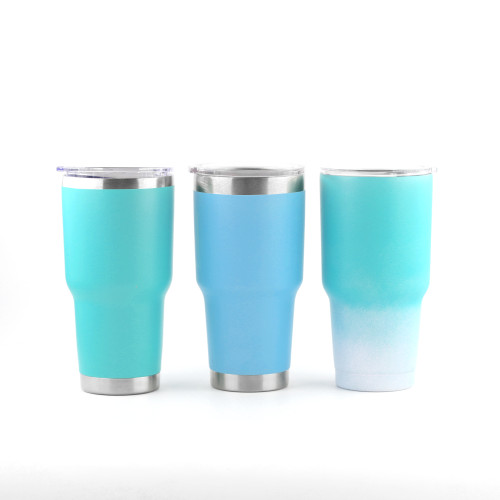 18 8 Double Wall Cups Coffee Tumbler Stainless Steel Mug Blue And White Color