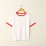 Hot 100% Cotton Wholesale Women'S Plain T-Shirts In Stock Customized T-Shirts With Yellow collar T-shirt