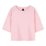 Wholesale Girl Drop Shoulder Oversized Short T Shirt Heavyweight Loose Fit Bare Midriff Cotton T Shirt