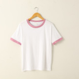 Hot 100% Cotton Wholesale Women'S Plain T-Shirts In Stock Customized T-Shirts With Yellow collar T-shirt