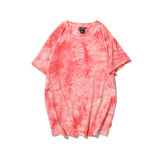 Customize women's Cotton  Tie Dye T-shirt  Plain Oversized Black  T-Shirts with 280gsm for Girl