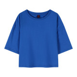 Wholesale Girl Drop Shoulder Oversized Short T Shirt Heavyweight Loose Fit Bare Midriff Cotton T Shirt