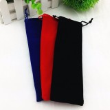 Custom Long pattern decorations black gift velvet drawstring bag promotional