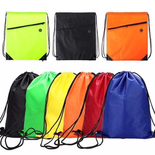 Color Polyester Fiber Storage Drawstring Gift Backpack sports bags with custom print