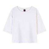 Wholesale Girl Drop Shoulder Oversized Short T Shirt Heavyweight Loose Fit Bare Midriff Cotton T Shirt
