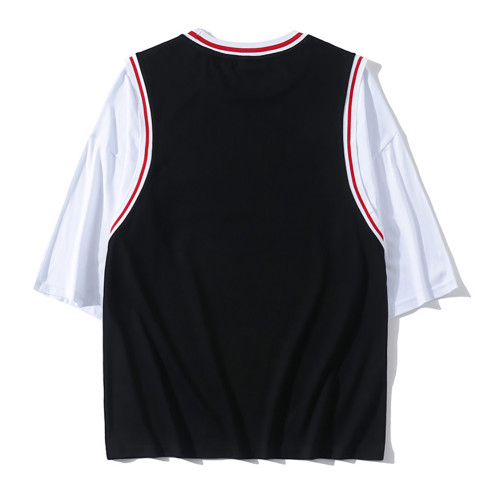 cotton fake two-piece basketball uniform t-shirt in the sleeve_cultural shirt custom
