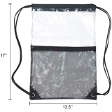 Clear Drawstring Backpack Shoulder Pvc Drawstring Bag with Front Zipper Mesh Pocket