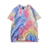 Customize women's Cotton  Tie Dye T-shirt  Plain Oversized Black  T-Shirts with 280gsm for Girl