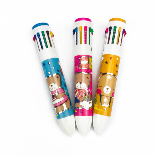 12-color retractable pen girl heart cartoon multi-color ballpoint pen