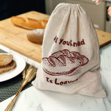 Custom logo printed french eco friendly reusable organic canvas cotton linen bread bag