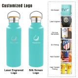 750 ml Unique Vacuum Insulated Stainless Steel Double Wall Water Flask with Leak-proof Lid Wide Mouth Water Bottle 24oz