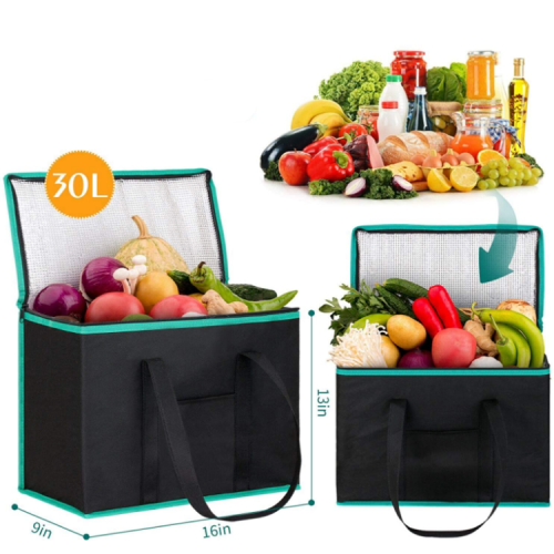 Fashion Insulated Reusable Grocery Bags, Foldable Insulated Food Delivery Bag,Cooler Bag for Lunch Food Delivery