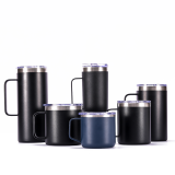 10oz 12oz 24oz Stainless Steel Coffee Mug Double Walled Vacuum Insulated Camping Travel Cup with Handle and Lid