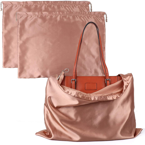 Custom wholesale luxury silk satin drawstring dust bag for handbags covers