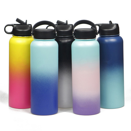 Wholesale colorful leak-proof Stainless Steel Water Bottle Double Walled Sports Bottle Vacuum Flask with gradient color