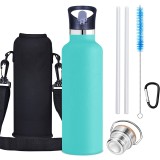 Mix Colors Double Wall Hot Cold Insulated 24oz Stainless Steel Sports Bottle 750ml with BPA Free Leak-proof Lid
