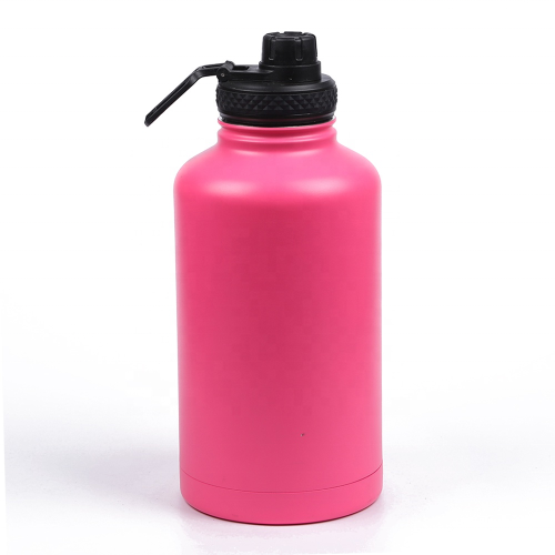 64oz Customized vacuum flask insulated stainless steel powder coat camping hike water bottle with carry bag