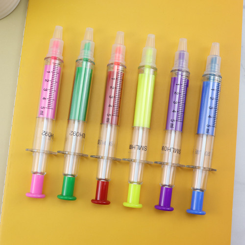 multi purpose syringe shaped ball pen game pen for kids,plastic highlighter pen can be customized logo