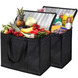 Customized logo printed reusable non woven lunch bag, folding tote food delivery ice insulated cooler bag