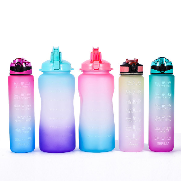 Eco friendly 1L Tritan Water Bottle with Motivational Time Marker Removable BPA Free water bottle