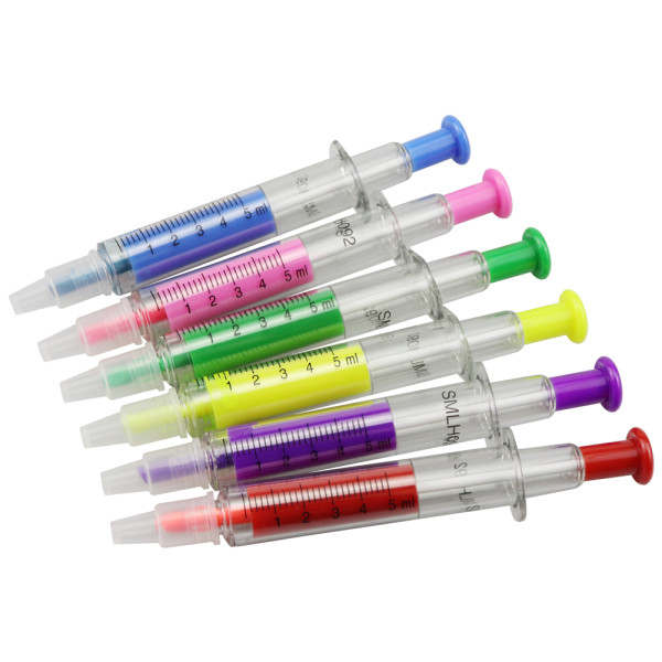 multi purpose syringe shaped ball pen game pen for kids,plastic highlighter pen can be customized logo