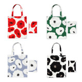 Texupday Custom Logo Printed Colorful Folding Durable Cotton Canvas Tote Shopping Bag With Small Pouch Pocket