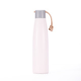 New style powder coating double walled stainless steel cola shaped water bottle with lid