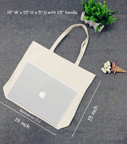 Custom Logo Eco Friendly Blank Plain Foldable Recycle Cotton Canvas Tote Bag With Zipper